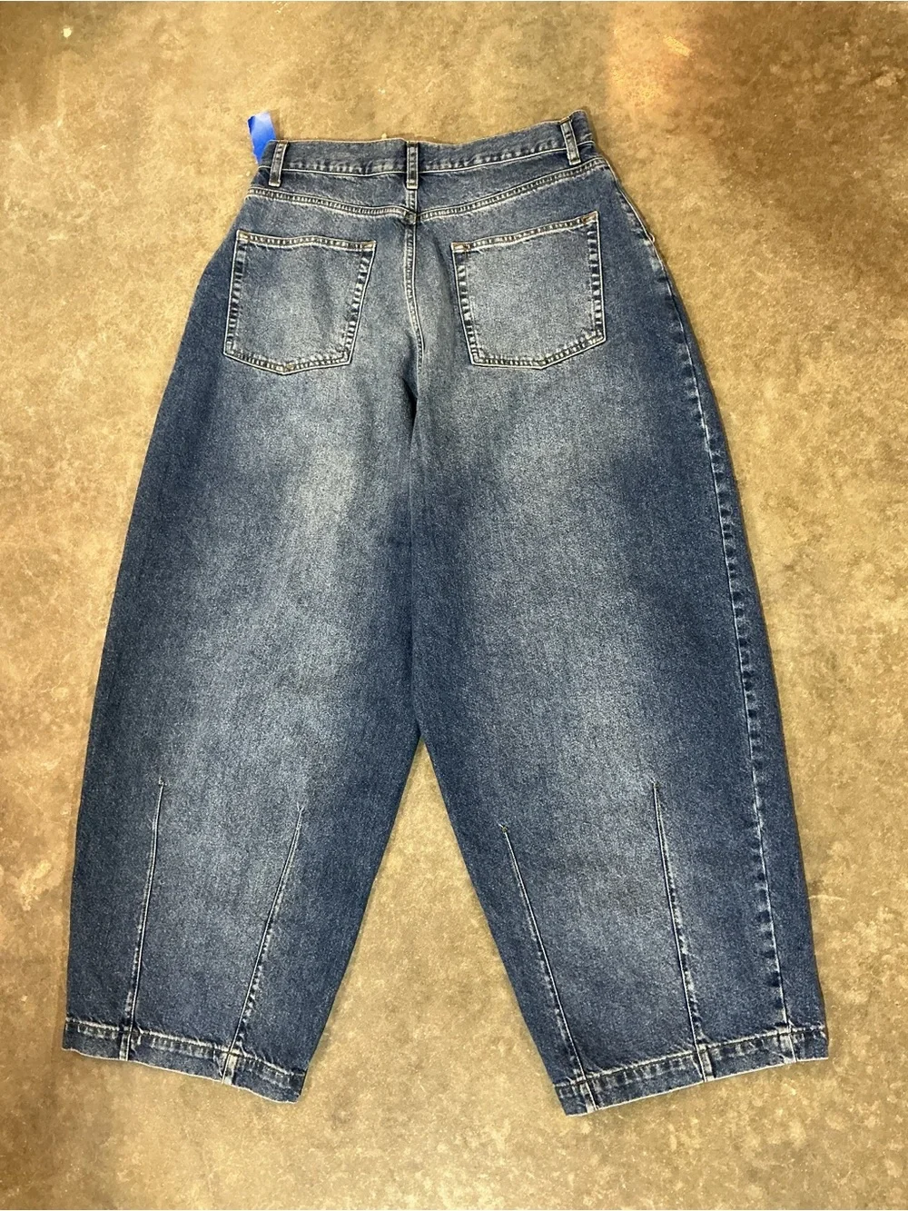 ASOS DESIGN Men’s Balloon Barrel Leg Jeans Blue Denim 34x28 Relaxed Trendy Fit